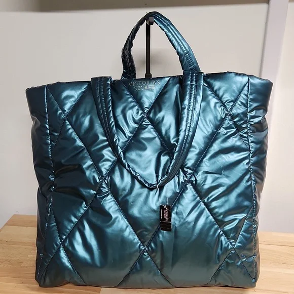 Victoria's Secret Quilted Blue Tote Bag - Picture 3 of 8